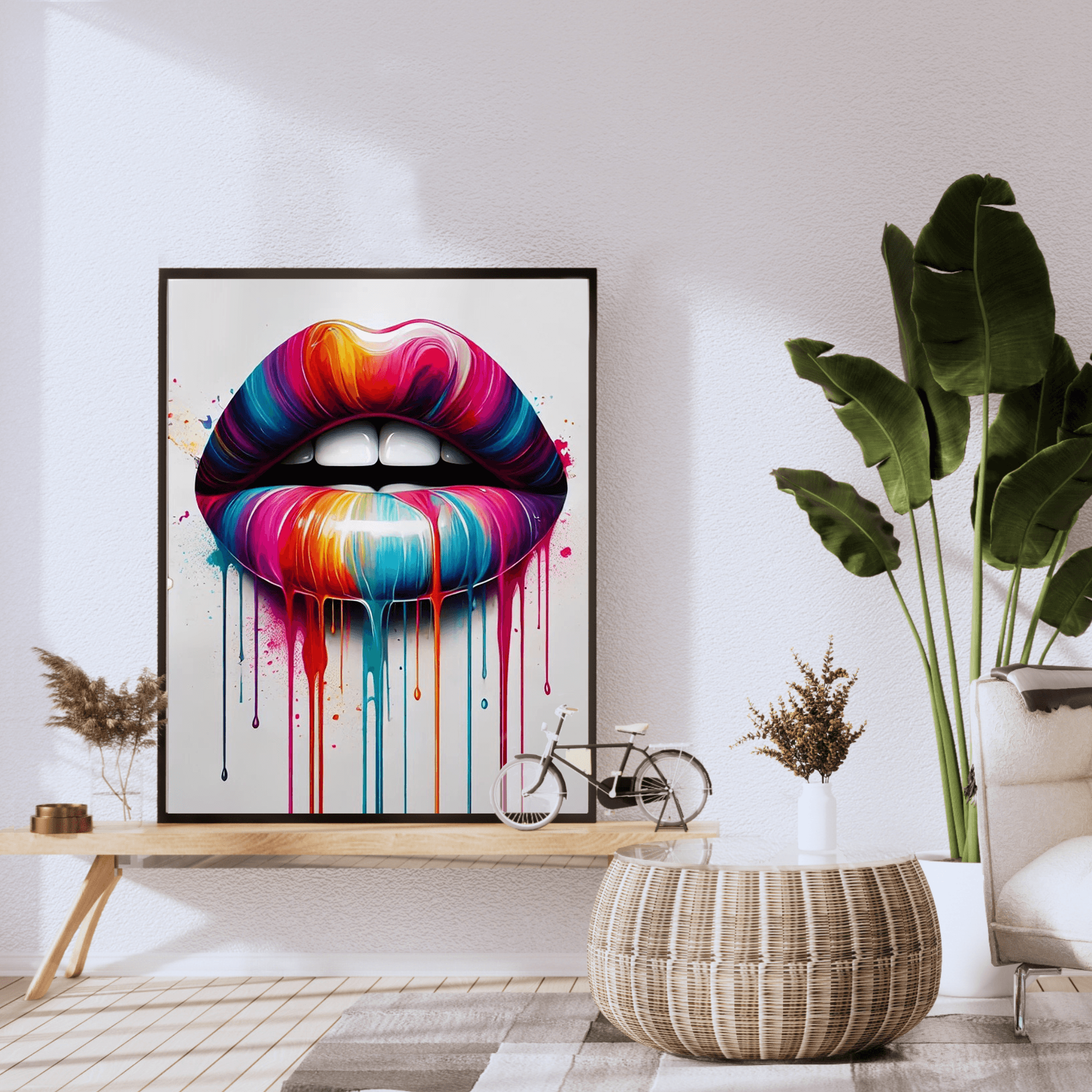 InkFlow Art Lip Poster - Woman's Lips Print - Color Drip Art - Abstract Art - Pop Art - Graffiti Art - Rainbow Art - Girly Art - Great Bedroom or Living Room Wall Decor - 8x10 UNFRAMED Wall Art - Infinity Beyond Crafts