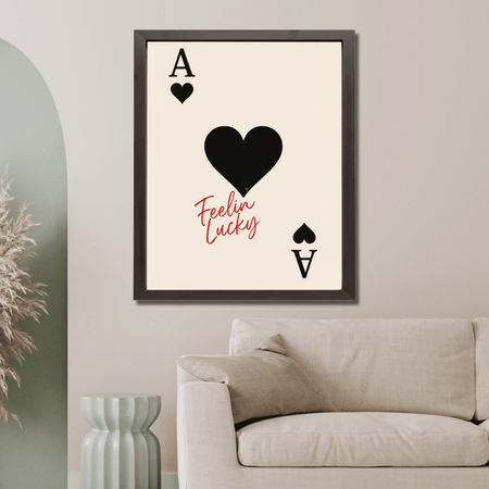 InkFlow Vintage 'Feeling Lucky' Heart Poker Wall Poster - Trendy Retro Poster for Room, Bedroom, Dorm, Hallway Decor - Classic Card Game Picture Print - 16x20 Unframed Wall Art - Infinity Beyond Crafts