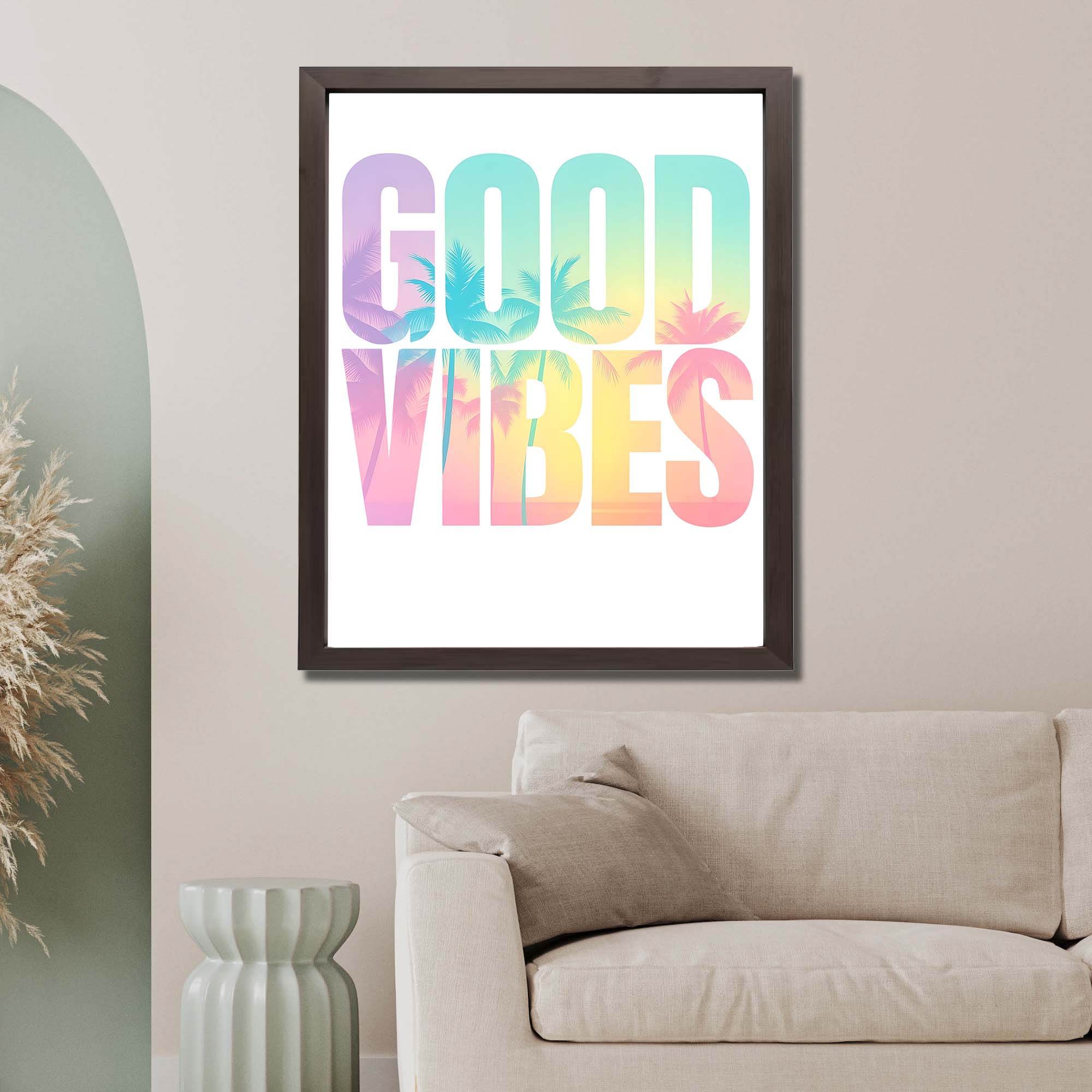 InkFlow Good Vibes Poster - Motivational & Inspirational Art Print with Positive Energy Message, Stylish Wall Décor for Home, Dorm, or Creative Space - 11x14 Unframed Canvas Wall Art - Infinity Beyond Crafts