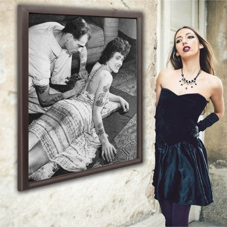 InkFlow Goth Vintage Tattooed Lady Poster for Wiccan & Goth Art - Retro and Edgy Art Print for Bedroom, Living Room, or Office - Unique Wall Decor - 11x14 Unframed Canvas Wall Art - Infinity Beyond Crafts