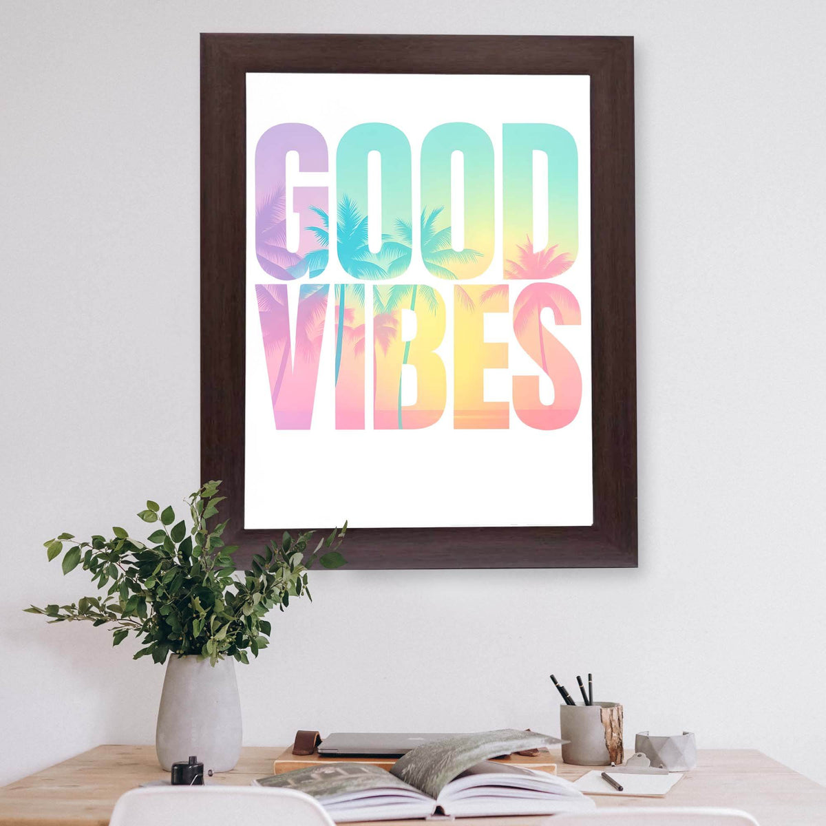 InkFlow Good Vibes Poster - Motivational & Inspirational Art Print with Positive Energy Message, Stylish Wall Décor for Home, Dorm, or Creative Space - 11x14 Unframed Canvas Wall Art - Infinity Beyond Crafts