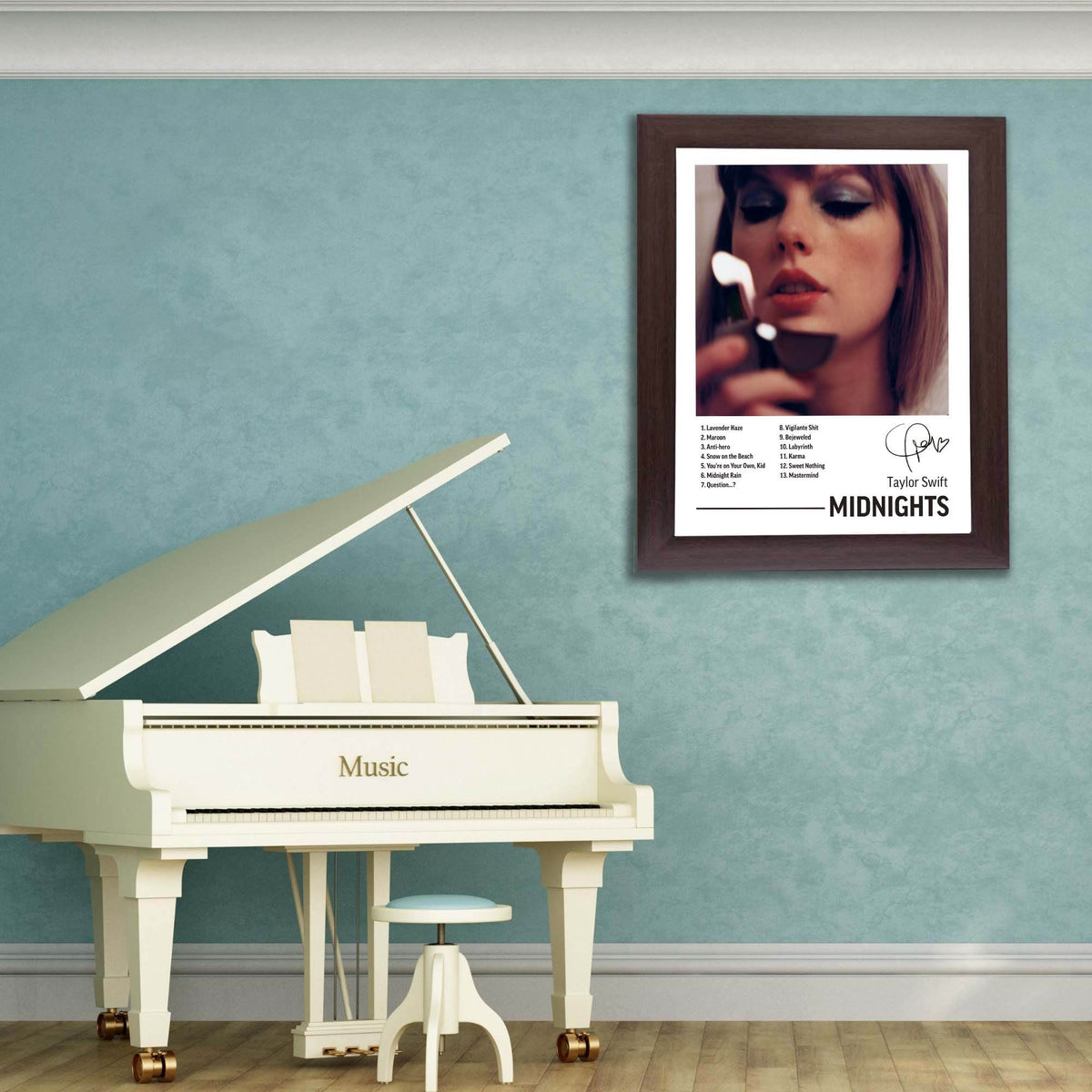 InkFlow Midnights Album Art Poster - Aesthetic Music Poster for Bedroom, Living Room, Office Decor - Modern Artwork for Music Lovers & Home Decoration - 8x10 Unframed Canvas Wall Art - Infinity Beyond Crafts