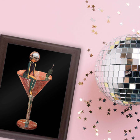 InkFlow Disco Martini Poster - Retro Pop Art Wall Decor for Home Bar Kitchen or Living Room - Vibrant & Fun Cocktail Party Print - 8x10 Unframed Canvas Wall Art - Infinity Beyond Crafts