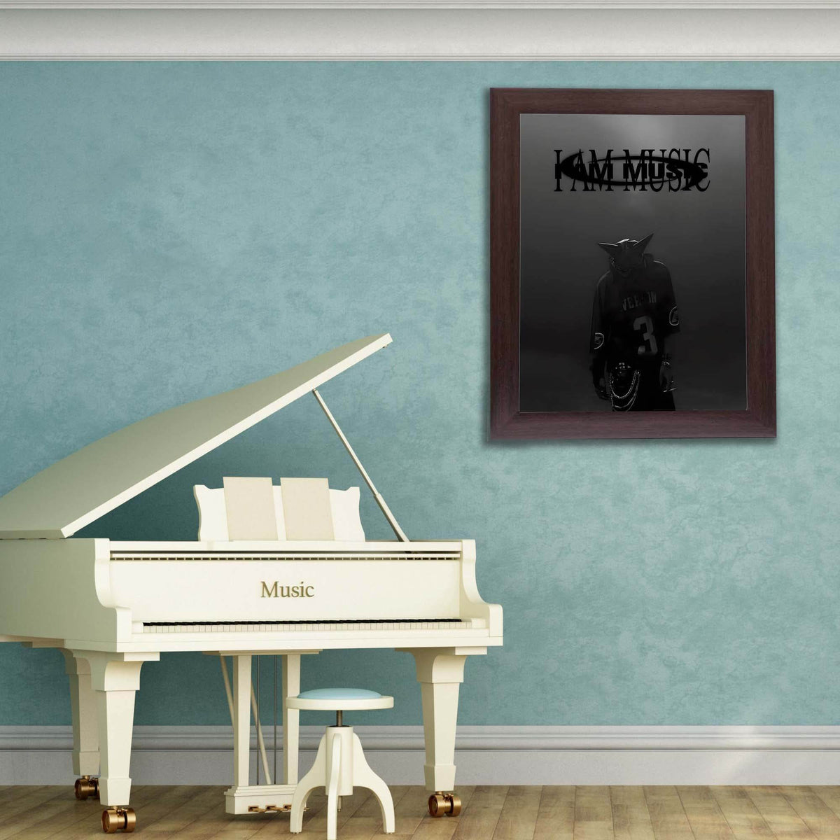 InkFlow I Am Music Inspirational Poster for Home Office Bedroom or Living Room Wall Décor - Motivational Typography Art Print - Music & Musicians Art - 8x10 Unframed Canvas Wall Art - Infinity Beyond Crafts