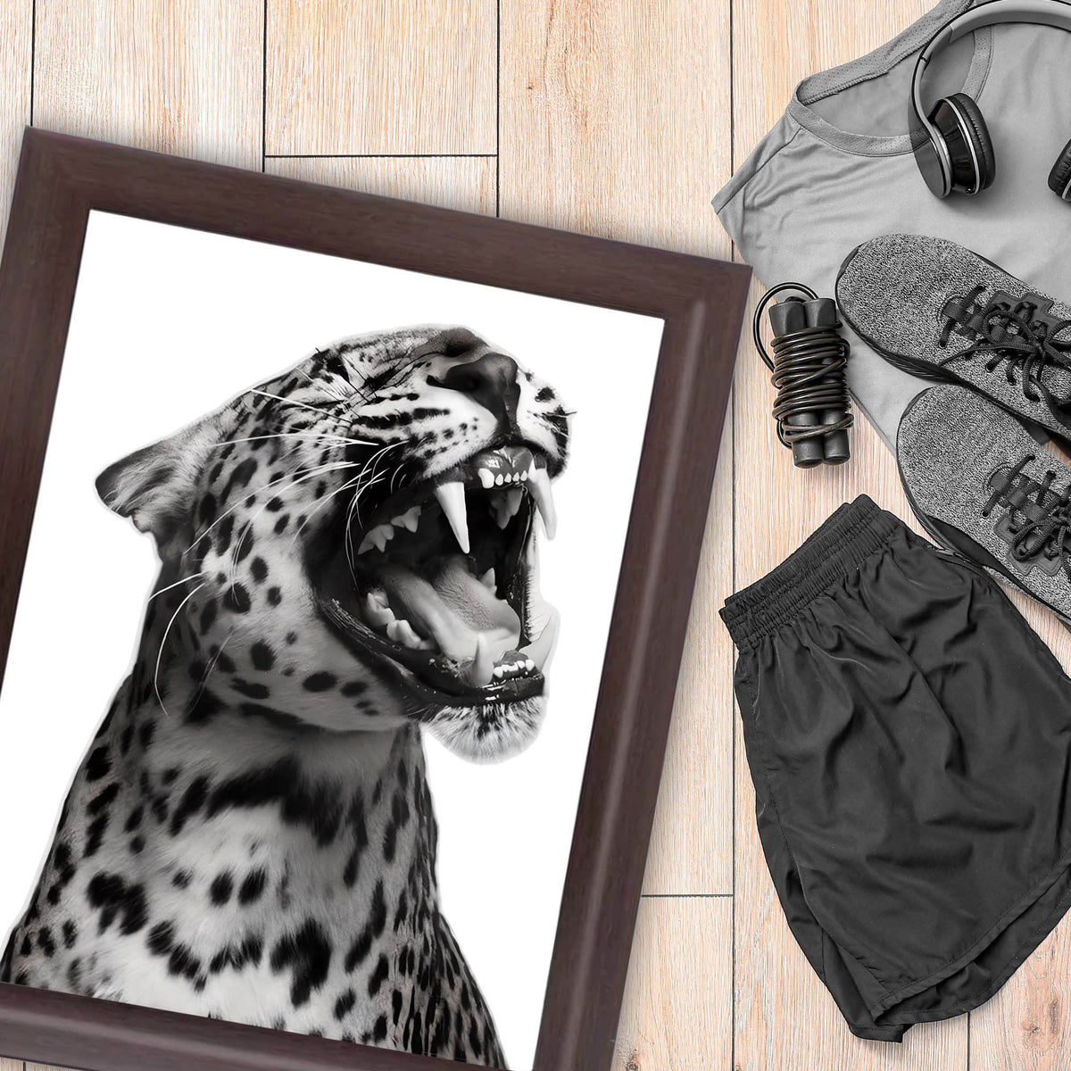 InkFlow Jaguar Poster - Bold Wildlife Wall Art for Home, Office, Bedroom, or Living Room Décor - Striking and Powerful Statement Animal Artwork Print - 8x10 Unframed Canvas Wall Art - Infinity Beyond Crafts