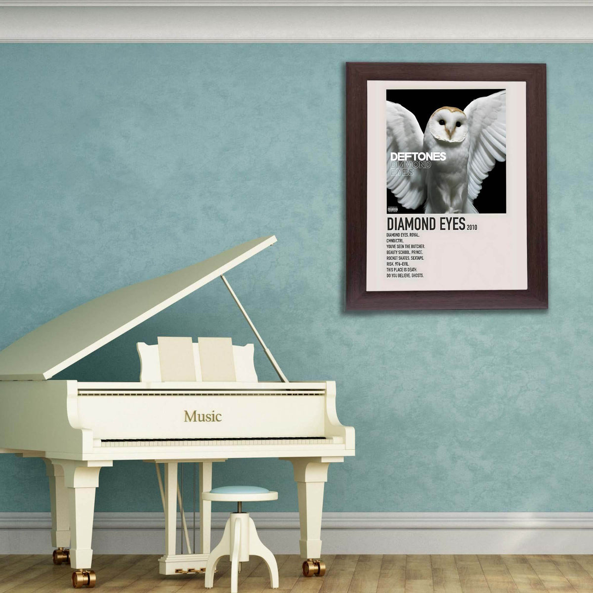 InkFlow Alternative Rock Album Inspired Poster Featuring Diamond Eyes Artwork - Modern Music Wall Art for Home, Bedroom, Office, or Living Room Décor - 8x10 Unframed Canvas Wall Art - Infinity Beyond Crafts