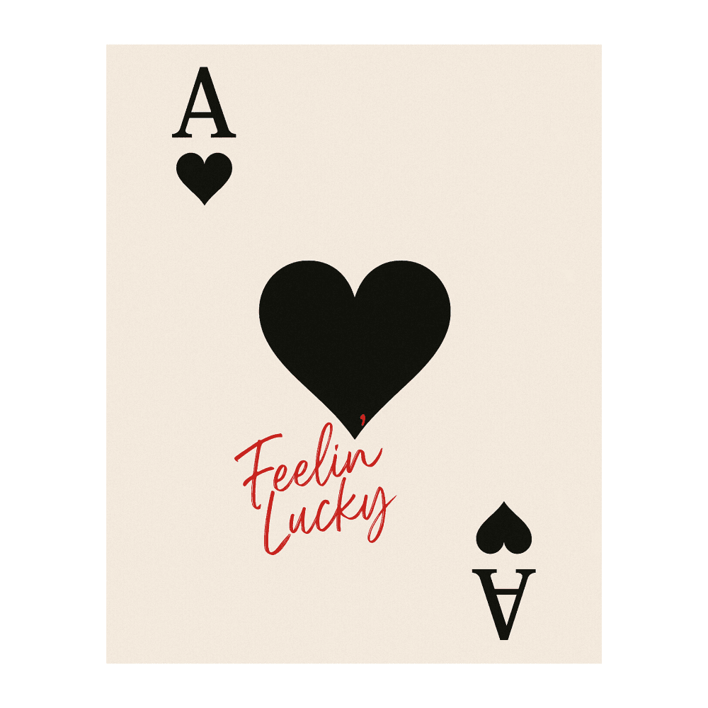 InkFlow Vintage 'Feeling Lucky' Heart Poker Wall Poster - Trendy Retro Poster for Room, Bedroom, Dorm, Hallway Decor - Classic Card Game Picture Print - 16x20 Unframed Wall Art - Infinity Beyond Crafts