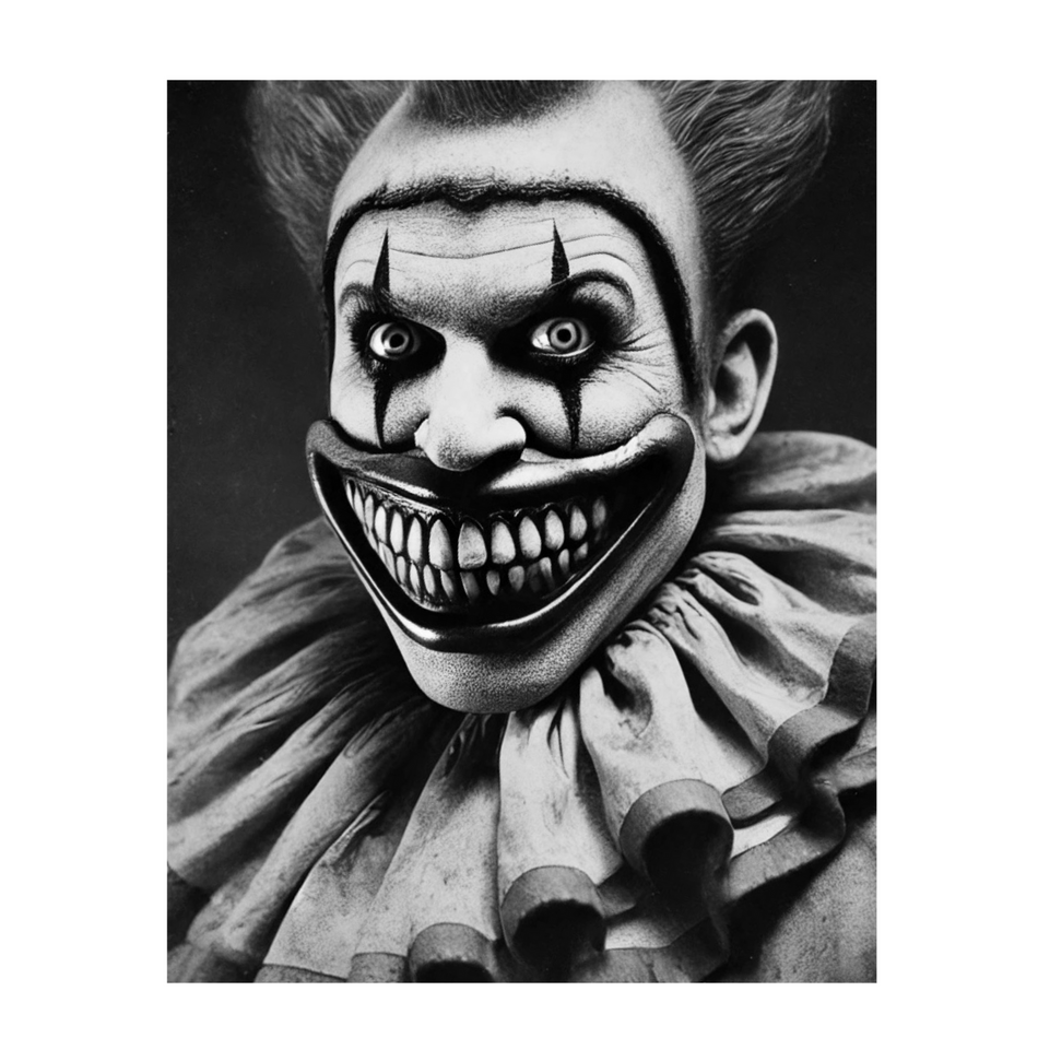 InkFlow Vintage Scary Clown Poster - Retro Circus Print - Halloween Art - Freak Show Art - Gift for Men & Women - Gothic Wall Decor for Bedroom, Living Room or Office - 8x10 UNFRAMED Wall Art