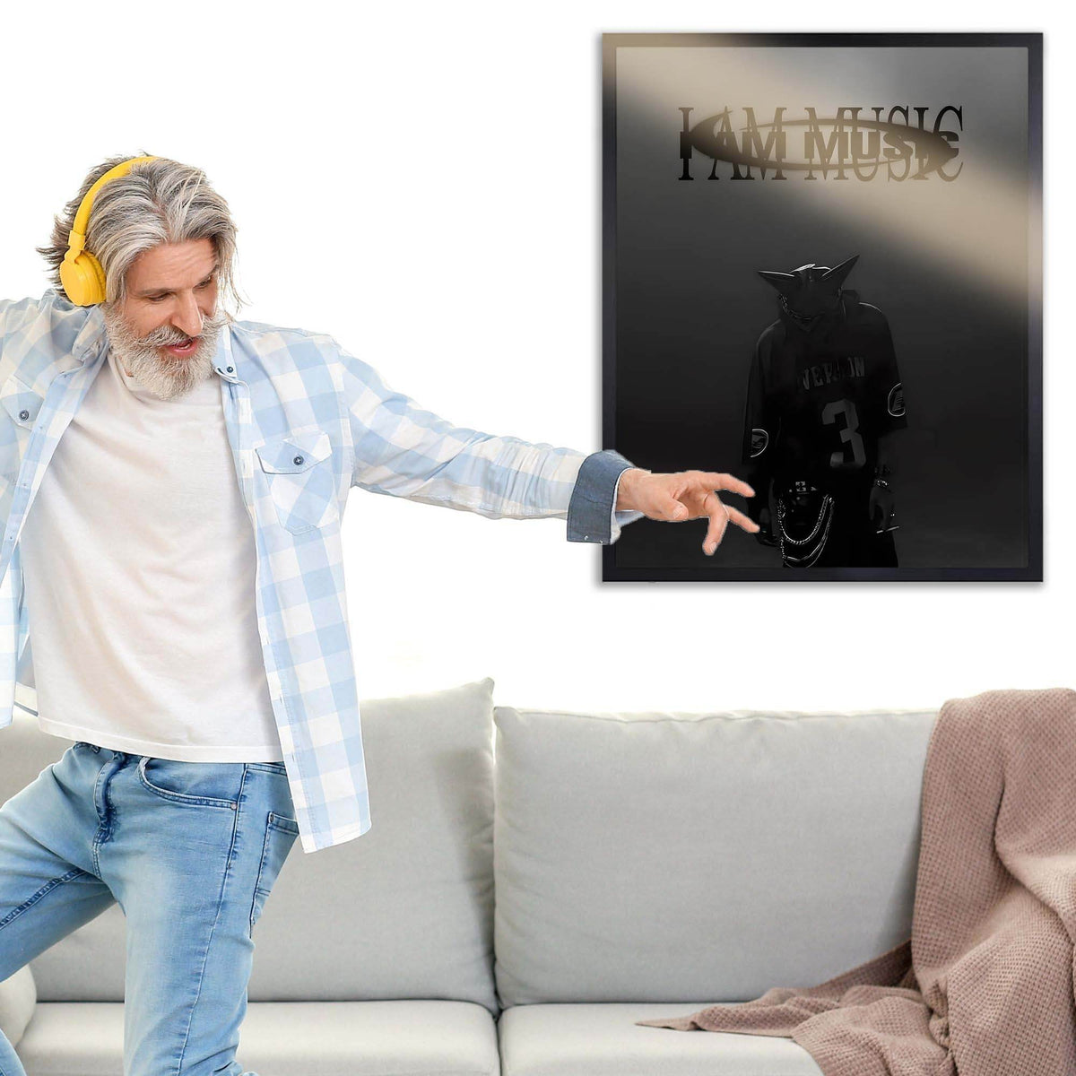 InkFlow I Am Music Inspirational Poster for Home Office Bedroom or Living Room Wall Décor - Motivational Typography Art Print - Music & Musicians Art - 8x10 Unframed Canvas Wall Art - Infinity Beyond Crafts