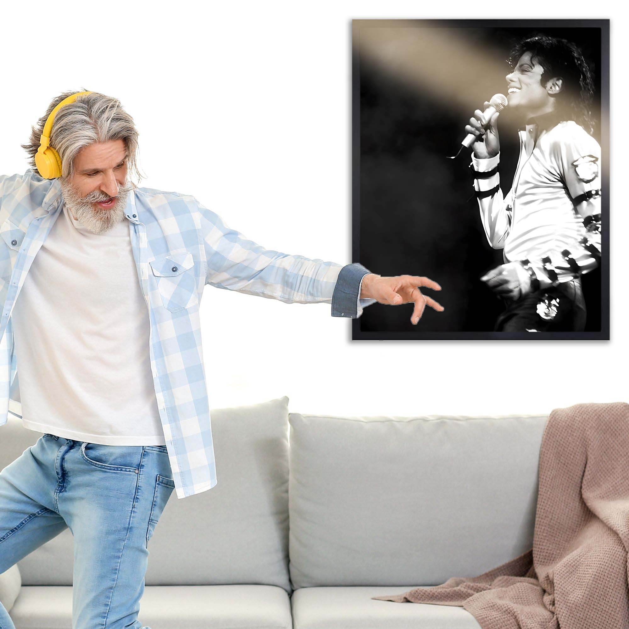 InkFlow Michael Jackson Poster - Iconic Pop Star Wall Art for Home, Office, Bedroom, or Living Room Décor - Vibrant and Classic Statement Artwork Print - 11x14 Unframed Canvas Wall Art - Infinity Beyond Crafts