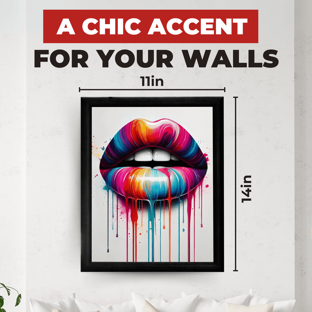 InkFlow Art Lip Poster - Woman's Lips Print - Color Drip Art - Abstract Art - Pop Art - Graffiti Art - Rainbow Art - Girly Art - Great Bedroom or Living Room Wall Decor - 8x10 UNFRAMED Wall Art - Infinity Beyond Crafts