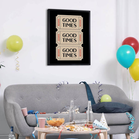 InkFlow Good Times Ticket Poster - Vintage Retro Wall Art for Home Office Bar or Living Room Décor - Nostalgic & Fun Ticket Stub Print - 8x10 Unframed Canvas Wall Art - Infinity Beyond Crafts
