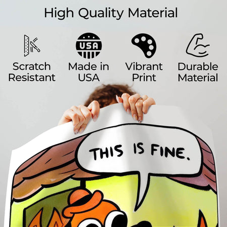 InkFlow This is Fine meme Poster - Funny and Relatable Wall Art Inspired by Popular Meme, Perfect for Home or Office Decor, Great Gift for Meme Lovers, Humorous Art - 8x10 Unframed Canvas Wall Art - Infinity Beyond Crafts