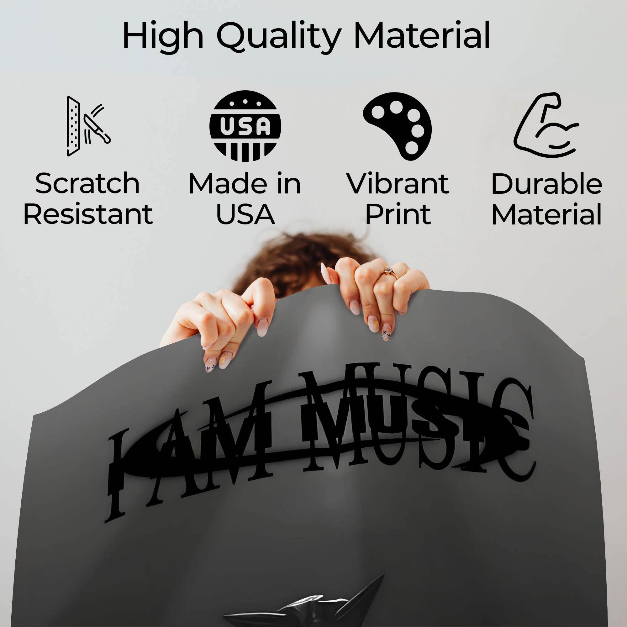 InkFlow I Am Music Inspirational Poster for Home Office Bedroom or Living Room Wall Décor - Motivational Typography Art Print - Music & Musicians Art - 8x10 Unframed Canvas Wall Art - Infinity Beyond Crafts