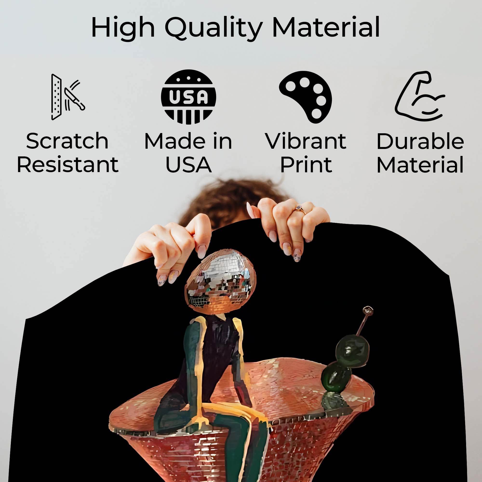 InkFlow Disco Martini Poster - Retro Pop Art Wall Decor for Home Bar Kitchen or Living Room - Vibrant & Fun Cocktail Party Print - 8x10 Unframed Canvas Wall Art - Infinity Beyond Crafts