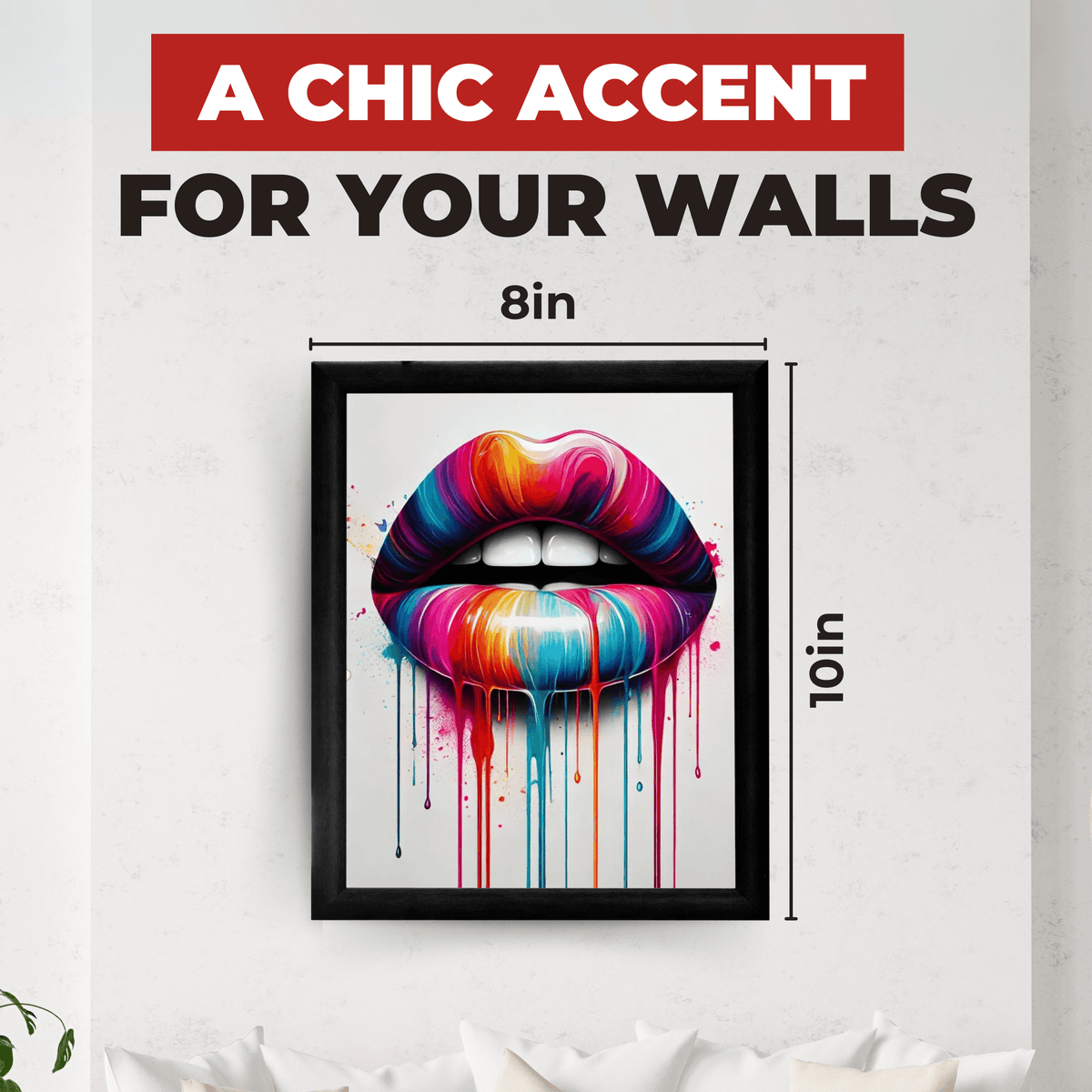 InkFlow Art Lip Poster - Woman's Lips Print - Color Drip Art - Abstract Art - Pop Art - Graffiti Art - Rainbow Art - Girly Art - Great Bedroom or Living Room Wall Decor - 8x10 UNFRAMED Wall Art - Infinity Beyond Crafts