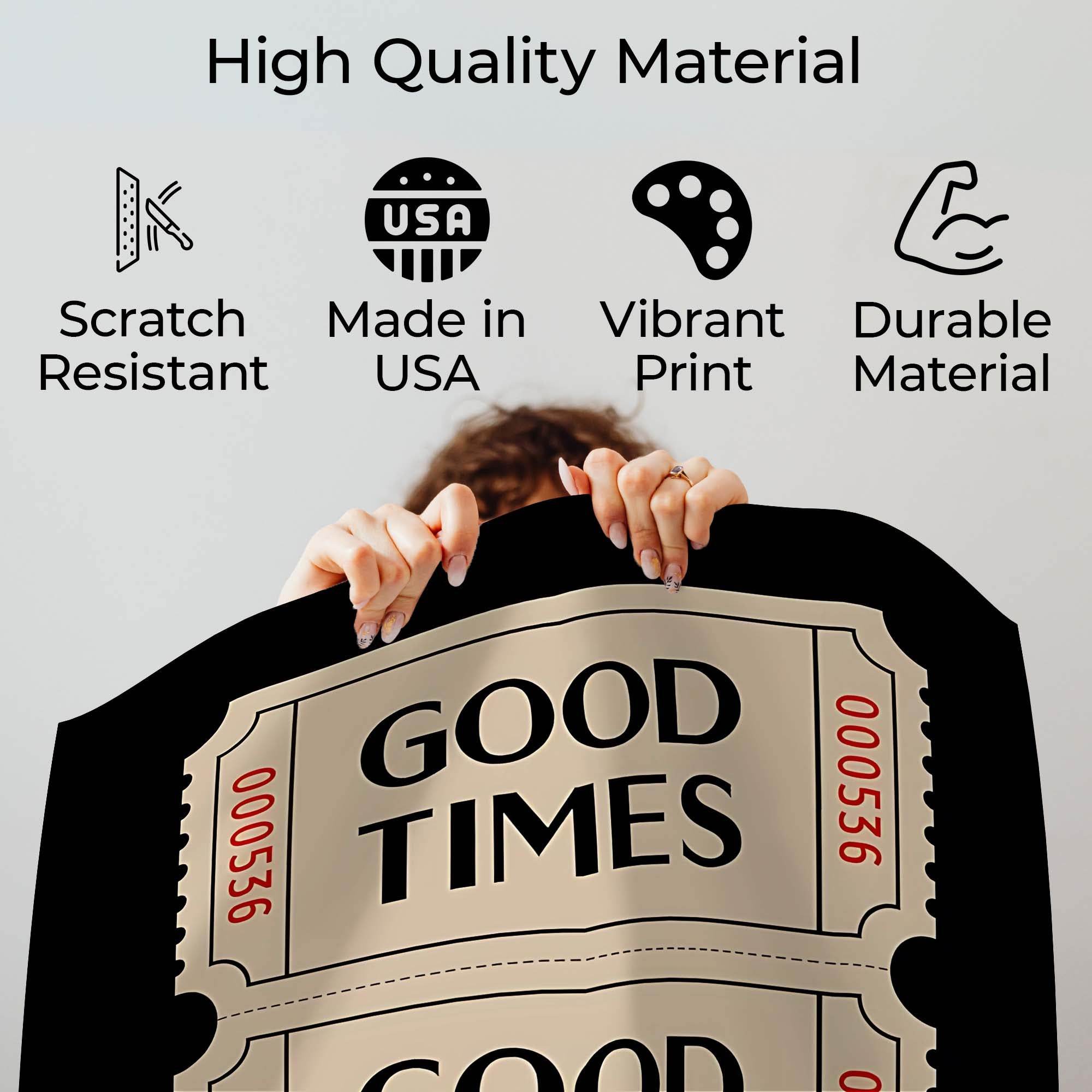 InkFlow Good Times Ticket Poster - Vintage Retro Wall Art for Home Office Bar or Living Room Décor - Nostalgic & Fun Ticket Stub Print - 8x10 Unframed Canvas Wall Art - Infinity Beyond Crafts