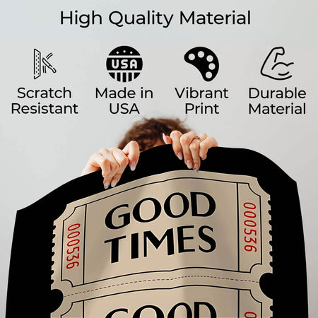 InkFlow Good Times Ticket Poster - Vintage Retro Wall Art for Home Office Bar or Living Room Décor - Nostalgic & Fun Ticket Stub Print - 8x10 Unframed Canvas Wall Art - Infinity Beyond Crafts