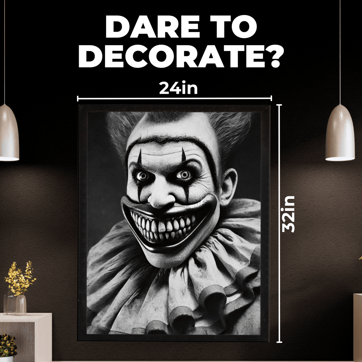 InkFlow Vintage Scary Clown Poster - Retro Circus Print - Halloween Art - Freak Show Art - Gift for Men & Women - Gothic Wall Decor for Bedroom, Living Room or Office - 8x10 UNFRAMED Wall Art - Infinity Beyond Crafts