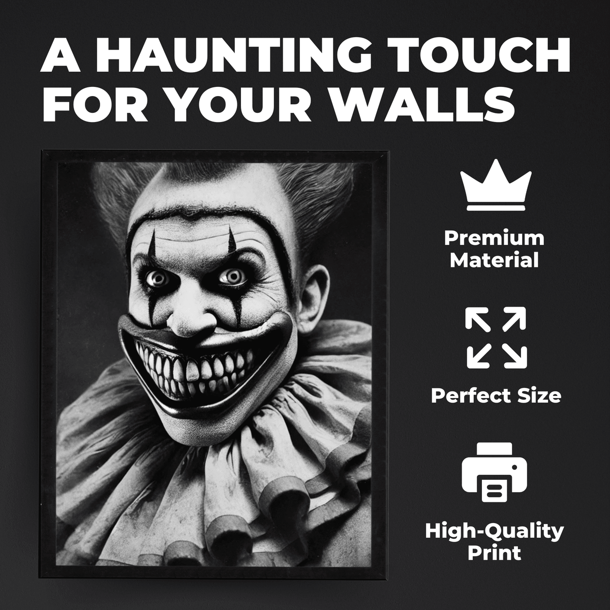 InkFlow Vintage Scary Clown Poster - Retro Circus Print - Halloween Art - Freak Show Art - Gift for Men & Women - Gothic Wall Decor for Bedroom, Living Room or Office - 8x10 UNFRAMED Wall Art - Infinity Beyond Crafts