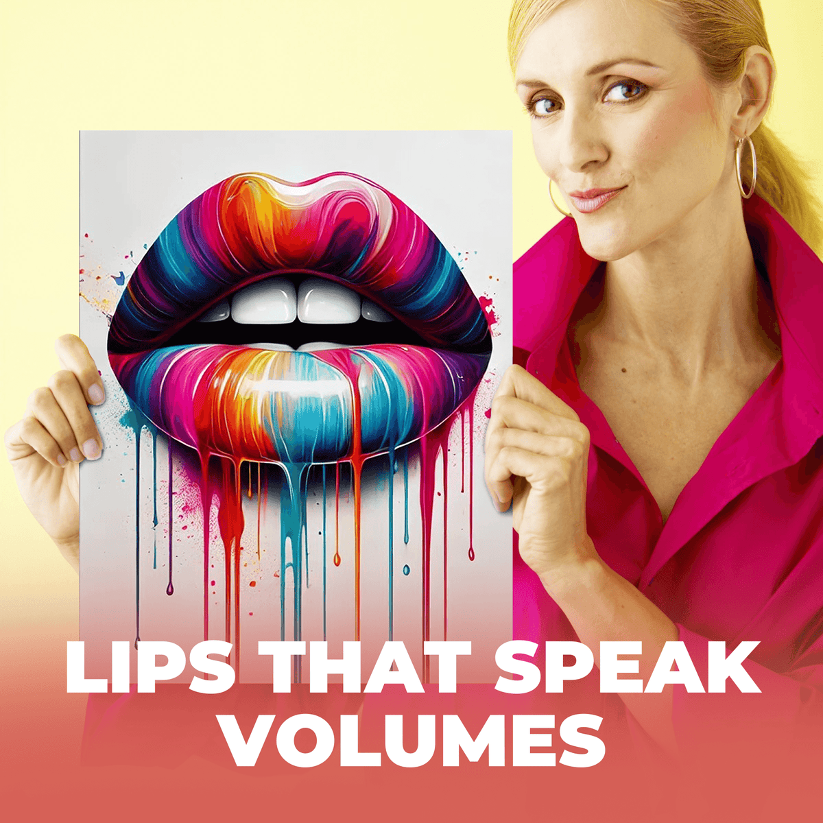 InkFlow Art Lip Poster - Woman's Lips Print - Color Drip Art - Abstract Art - Pop Art - Graffiti Art - Rainbow Art - Girly Art - Great Bedroom or Living Room Wall Decor - 8x10 UNFRAMED Wall Art - Infinity Beyond Crafts