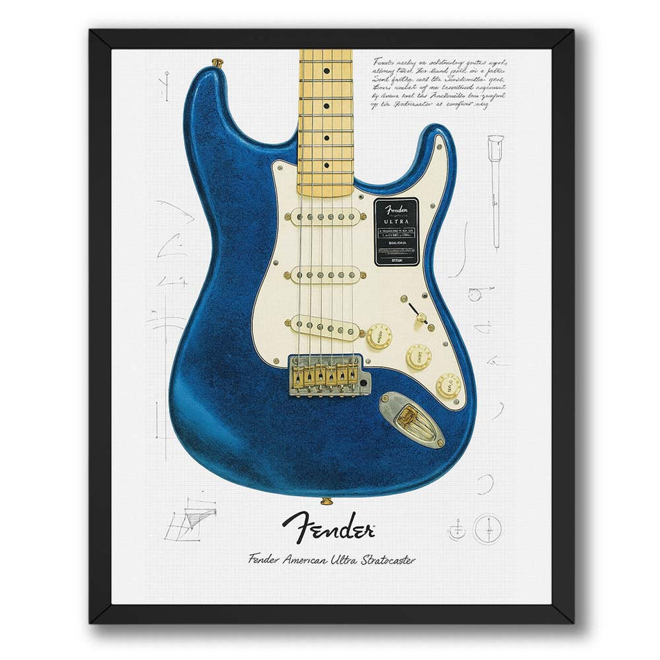 InkFlow Blue Guitar Poster - Vibrant Music-Inspired Wall Décor for Home, Studio, or Office, Perfect for Music Lovers and Creative Spaces - 16x20 Unframed Canvas Wall Art