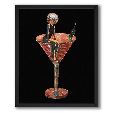 InkFlow Disco Martini Poster - Retro Pop Art Wall Decor for Home Bar Kitchen or Living Room - Vibrant & Fun Cocktail Party Print - 8x10 Unframed Canvas Wall Art - Infinity Beyond Crafts