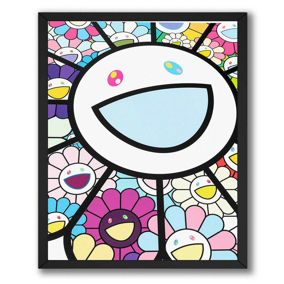 InkFlow Takashi Murakami Inspired Poster Wall Art Print - Bright and Colorful Floral Pop Art Design for Bedroom, Office, or Contemporary Living Spaces - 8x10 Unframed Canvas Wall Art - Infinity Beyond Crafts
