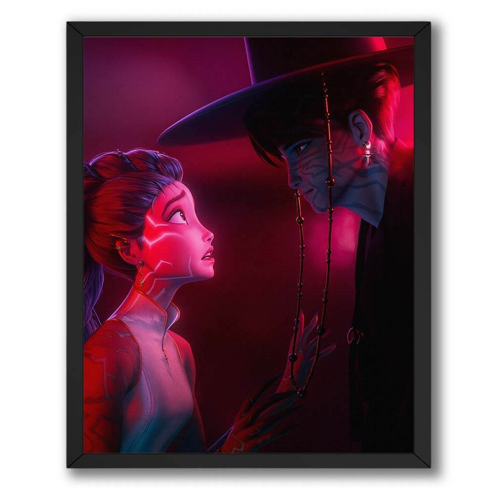 InkFlow Demon Hunters Poster - Vintage-Inspired Wall Art for Music and Fantasy Fans, Retro Korean-Inspired Print for Bedroom or Office, Anime Style Decor - 11x14 Unframed Canvas Wall Art - Infinity Beyond Crafts