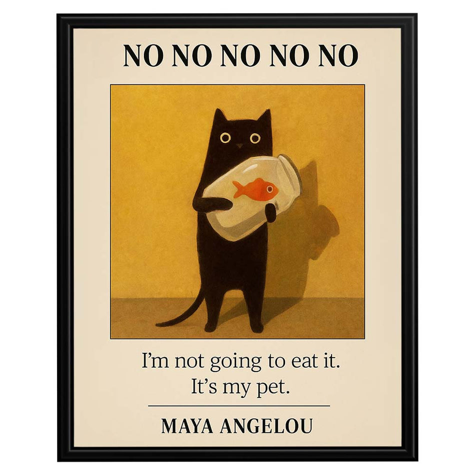 InkFlow Funny Black Cat Wall Art - Playful Animal Print Poster for Home Décor, Perfect for Living Rooms, Bedrooms, and Cat Lovers - 8x10 Unframed Wall Art