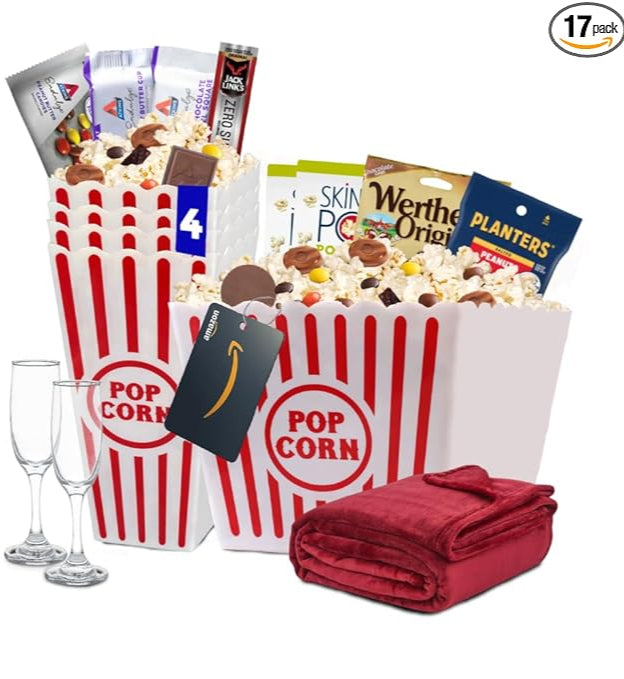 Movie Night Popcorn and Candy Gift Basket