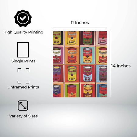 InkFlow Style Soup Can Poster Wall Art - Vintage Inspired Kitchen Decor for Dining Room, Bar or Cafe - Retro Food Illustration Print Gift - 11x14 Unframed Canvas Wall Art - Infinity Beyond Crafts