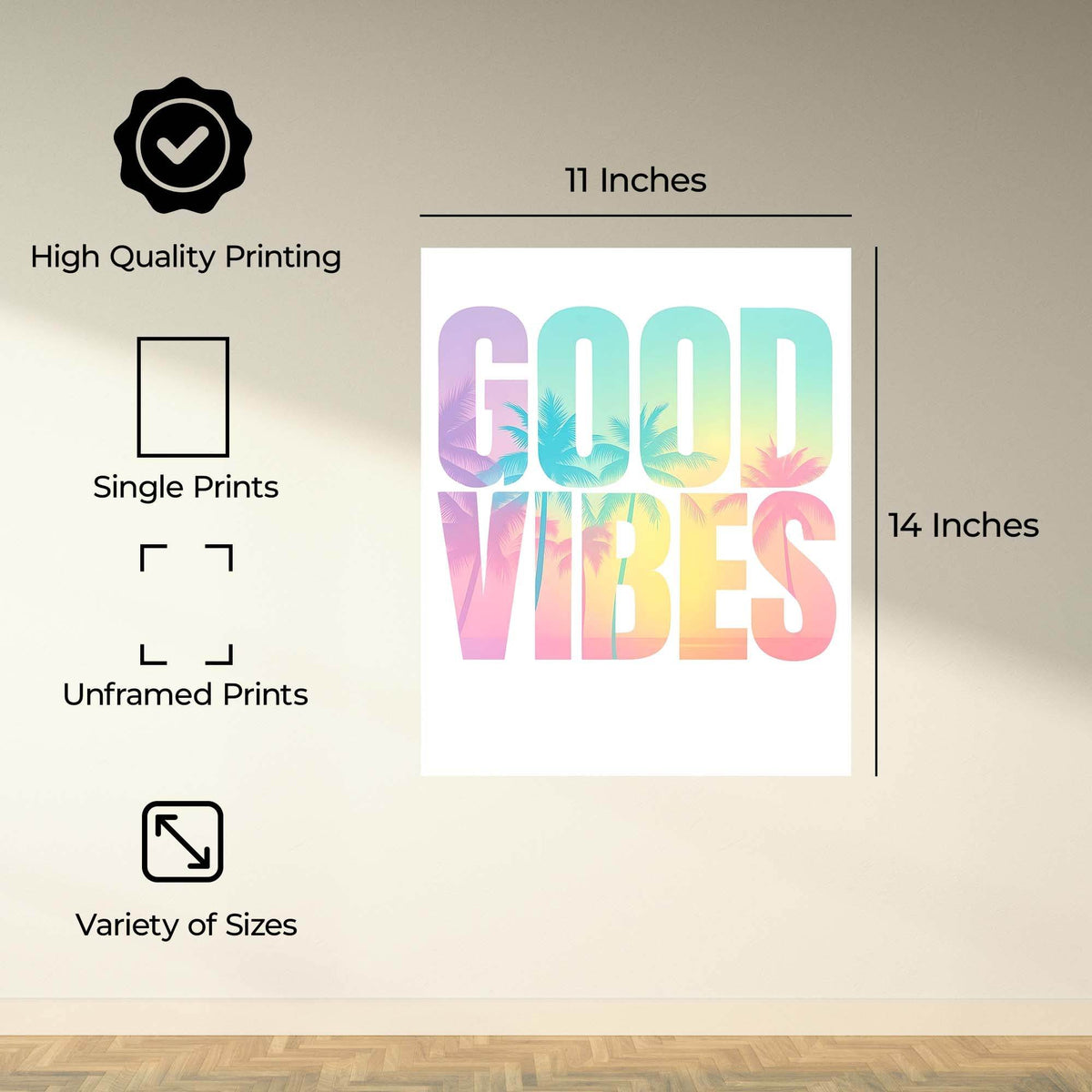 InkFlow Good Vibes Poster - Motivational & Inspirational Art Print with Positive Energy Message, Stylish Wall Décor for Home, Dorm, or Creative Space - 11x14 Unframed Canvas Wall Art - Infinity Beyond Crafts