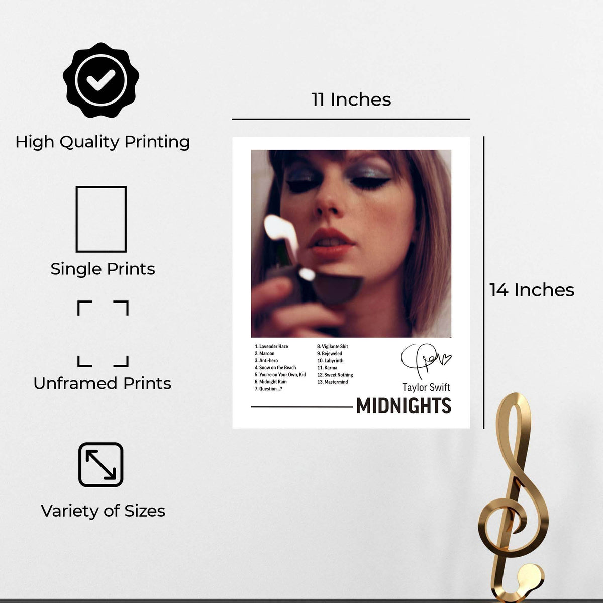 InkFlow Midnights Album Art Poster - Aesthetic Music Poster for Bedroom, Living Room, Office Decor - Modern Artwork for Music Lovers & Home Decoration - 8x10 Unframed Canvas Wall Art - Infinity Beyond Crafts