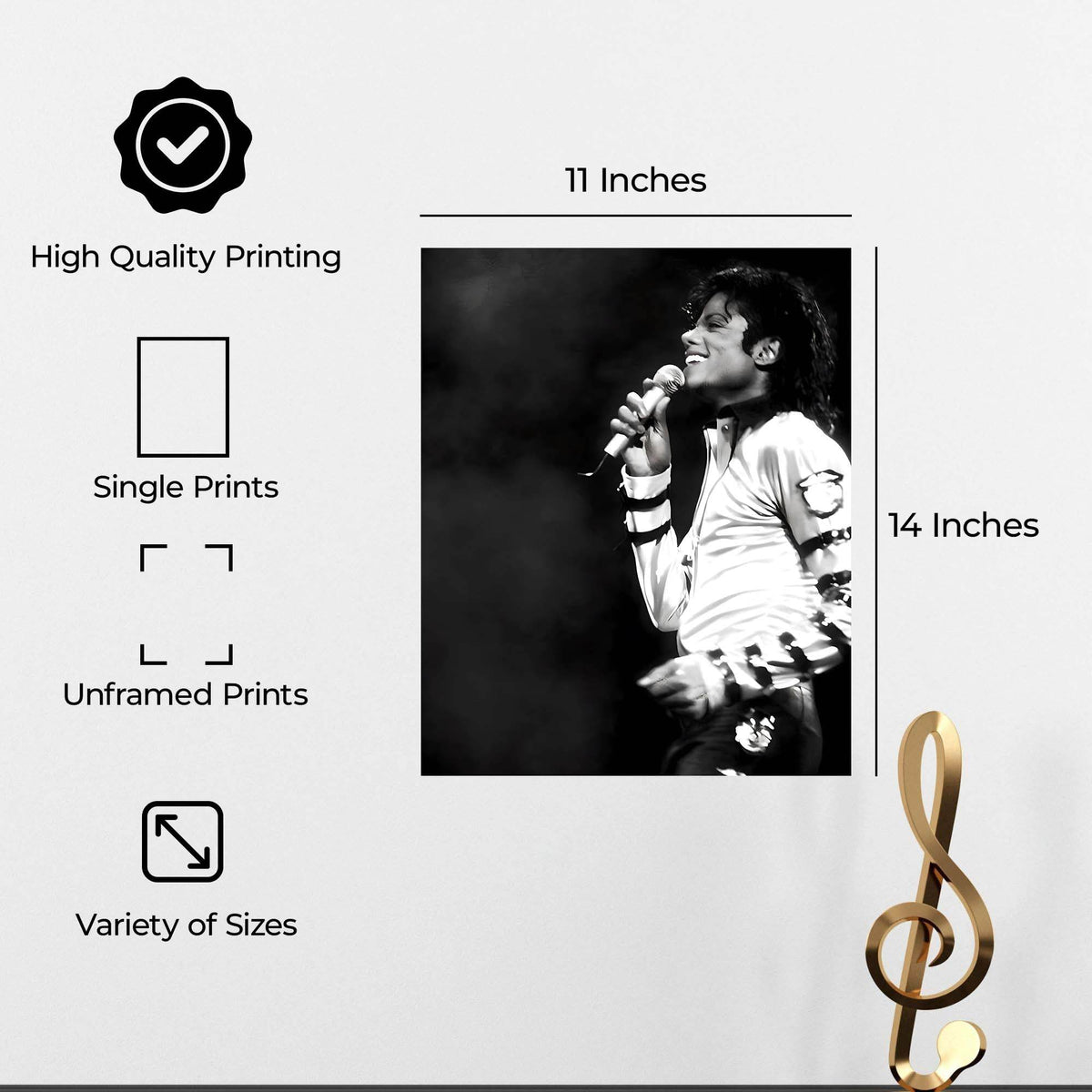 InkFlow Michael Jackson Poster - Iconic Pop Star Wall Art for Home, Office, Bedroom, or Living Room Décor - Vibrant and Classic Statement Artwork Print - 11x14 Unframed Canvas Wall Art - Infinity Beyond Crafts