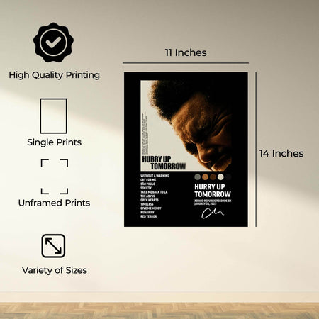 InkFlow Hurry Up Tomorrow Music Poster - Iconic Pop Art Print for Music Lovers, Motivational Wall Decor for Home, Office, and Music Enthusiasts - 8x10 Unframed Canvas Wall Art - Infinity Beyond Crafts