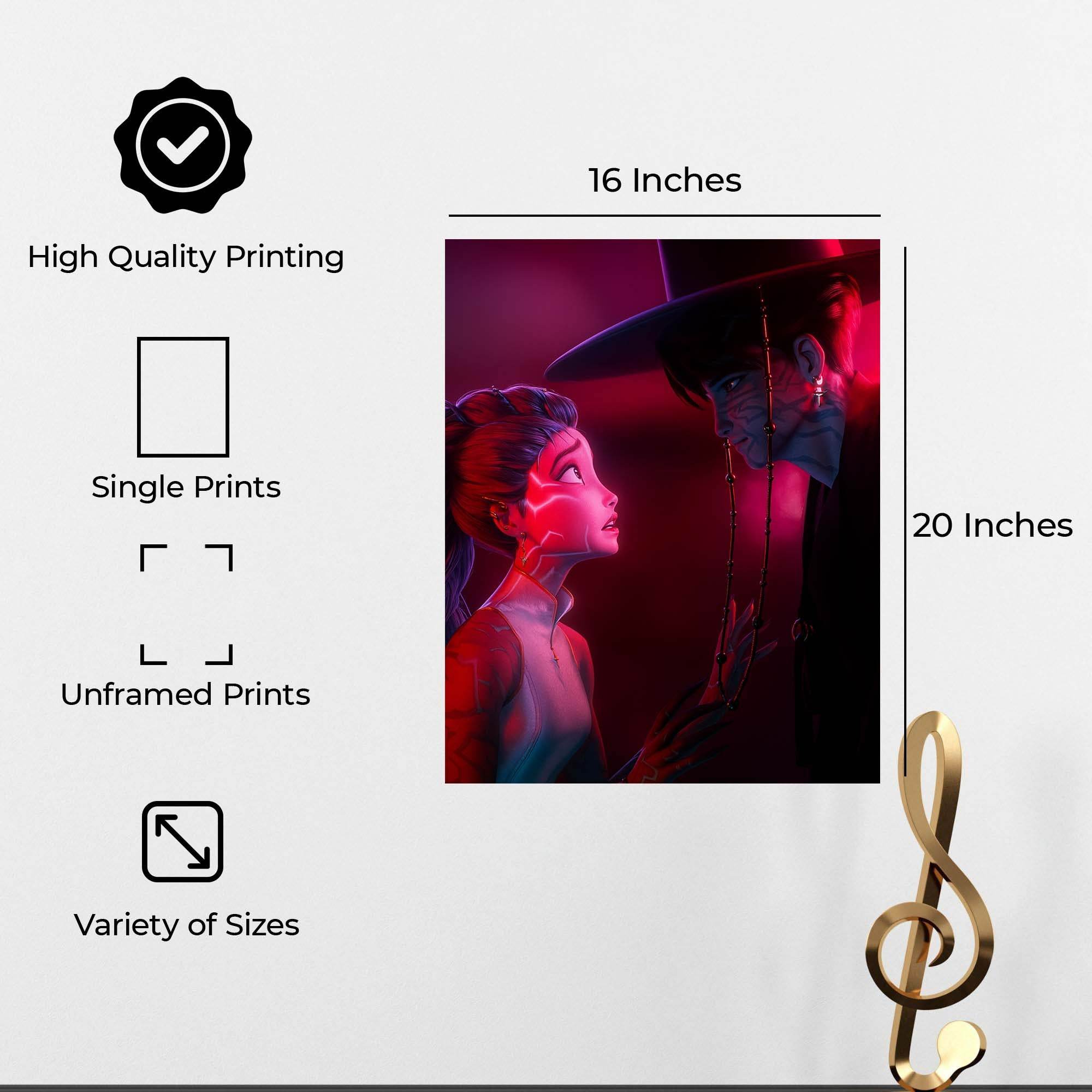 InkFlow Demon Hunters Poster - Vintage-Inspired Wall Art for Music and Fantasy Fans, Retro Korean-Inspired Print for Bedroom or Office, Anime Style Decor - 11x14 Unframed Canvas Wall Art - Infinity Beyond Crafts