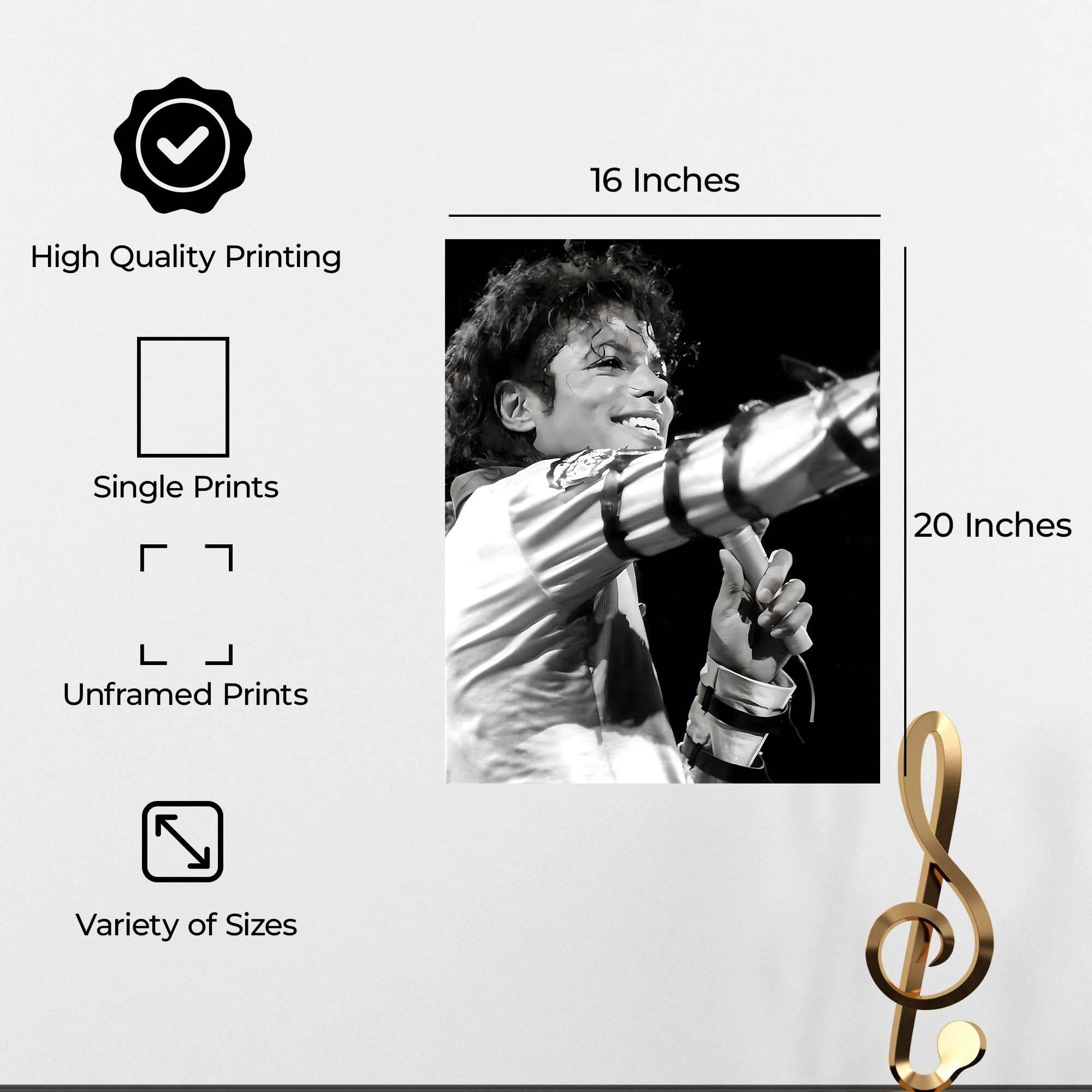 InkFlow Michael Jackson Poster - Timeless Pop Music Icon Wall Art for Home, Office, Bedroom, or Living Room Décor - Bold and Inspiring Statement Artwork Print - 11x14 Unframed Canvas Wall Art - Infinity Beyond Crafts