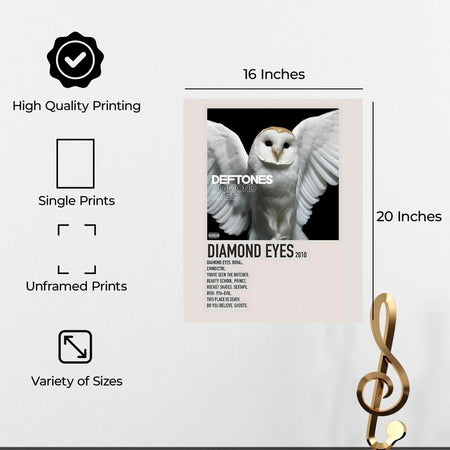 InkFlow Alternative Rock Album Inspired Poster Featuring Diamond Eyes Artwork - Modern Music Wall Art for Home, Bedroom, Office, or Living Room Décor - 8x10 Unframed Canvas Wall Art - Infinity Beyond Crafts