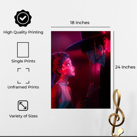 InkFlow Demon Hunters Poster - Vintage-Inspired Wall Art for Music and Fantasy Fans, Retro Korean-Inspired Print for Bedroom or Office, Anime Style Decor - 11x14 Unframed Canvas Wall Art - Infinity Beyond Crafts