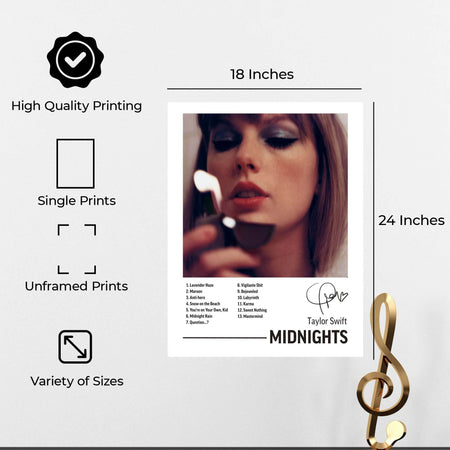 InkFlow Midnights Album Art Poster - Aesthetic Music Poster for Bedroom, Living Room, Office Decor - Modern Artwork for Music Lovers & Home Decoration - 8x10 Unframed Canvas Wall Art - Infinity Beyond Crafts
