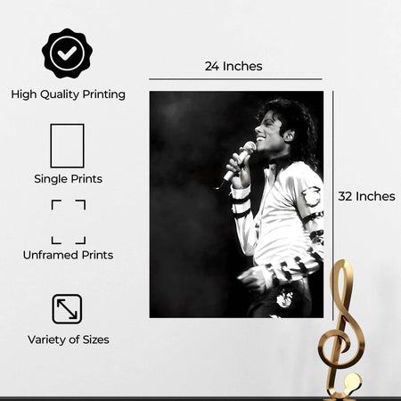InkFlow Michael Jackson Poster - Iconic Pop Star Wall Art for Home, Office, Bedroom, or Living Room Décor - Vibrant and Classic Statement Artwork Print - 11x14 Unframed Canvas Wall Art - Infinity Beyond Crafts