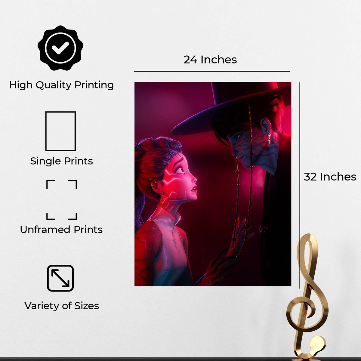 InkFlow Demon Hunters Poster - Vintage-Inspired Wall Art for Music and Fantasy Fans, Retro Korean-Inspired Print for Bedroom or Office, Anime Style Decor - 11x14 Unframed Canvas Wall Art - Infinity Beyond Crafts