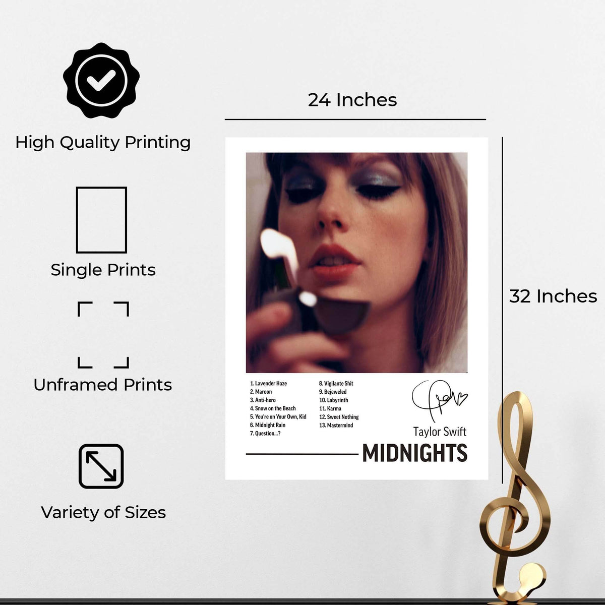 InkFlow Midnights Album Art Poster - Aesthetic Music Poster for Bedroom, Living Room, Office Decor - Modern Artwork for Music Lovers & Home Decoration - 8x10 Unframed Canvas Wall Art - Infinity Beyond Crafts