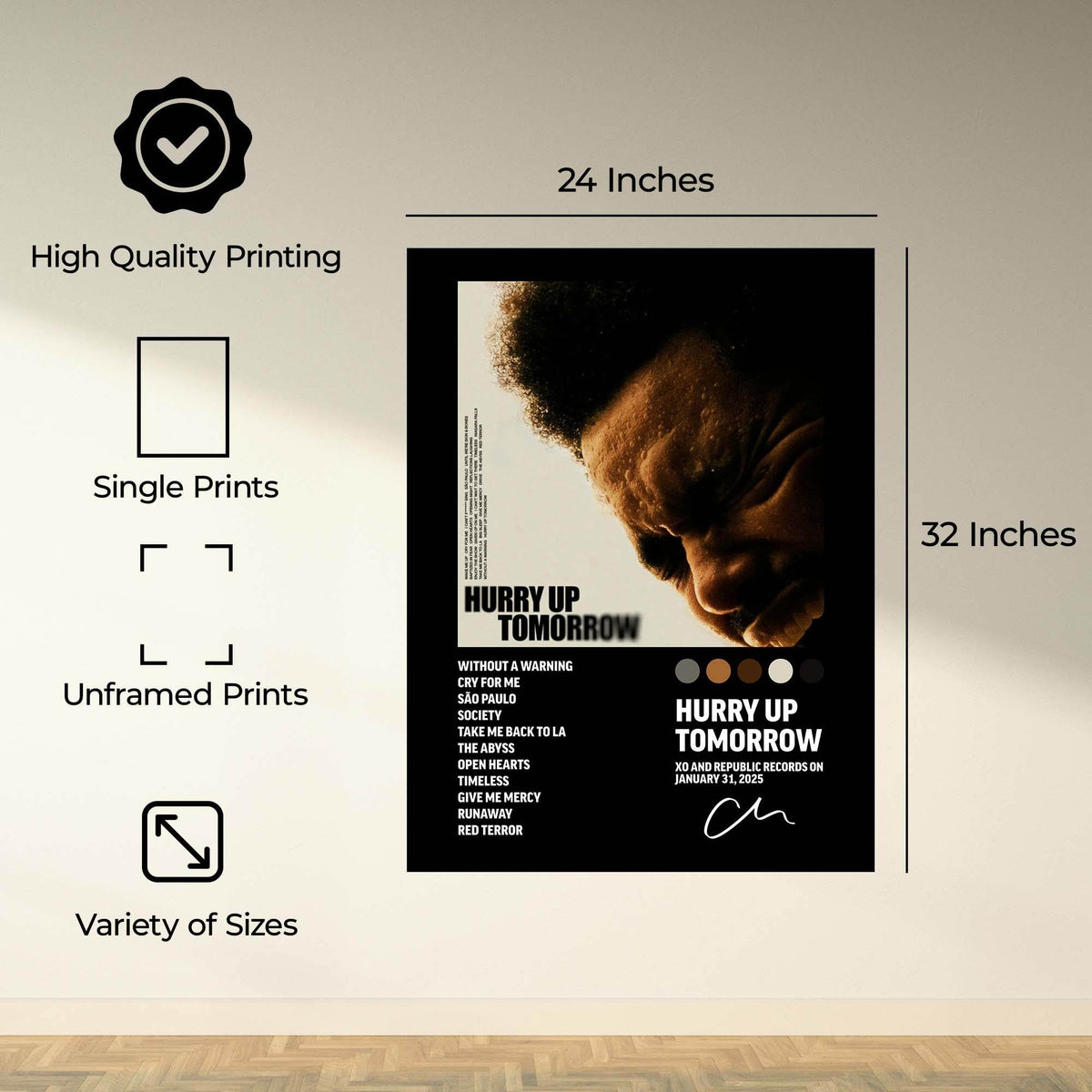 InkFlow Hurry Up Tomorrow Music Poster - Iconic Pop Art Print for Music Lovers, Motivational Wall Decor for Home, Office, and Music Enthusiasts - 8x10 Unframed Canvas Wall Art - Infinity Beyond Crafts