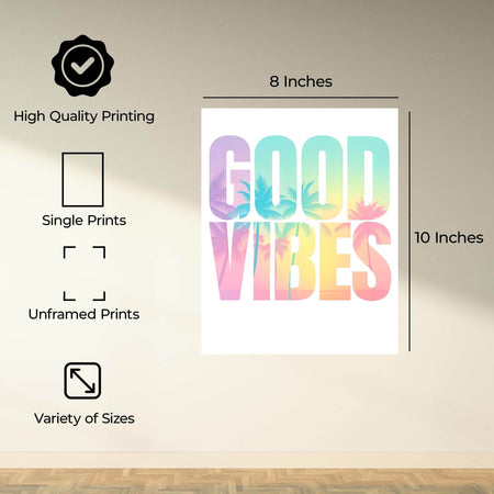 InkFlow Good Vibes Poster - Motivational & Inspirational Art Print with Positive Energy Message, Stylish Wall Décor for Home, Dorm, or Creative Space - 11x14 Unframed Canvas Wall Art - Infinity Beyond Crafts