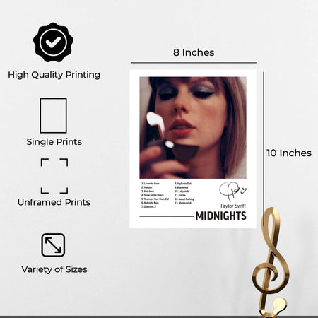 InkFlow Midnights Album Art Poster - Aesthetic Music Poster for Bedroom, Living Room, Office Decor - Modern Artwork for Music Lovers & Home Decoration - 8x10 Unframed Canvas Wall Art - Infinity Beyond Crafts