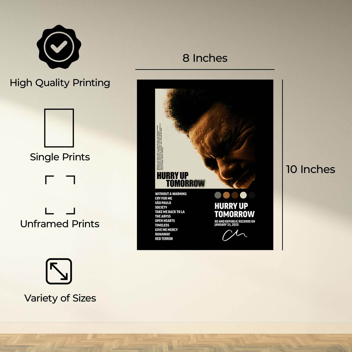 InkFlow Hurry Up Tomorrow Music Poster - Iconic Pop Art Print for Music Lovers, Motivational Wall Decor for Home, Office, and Music Enthusiasts - 8x10 Unframed Canvas Wall Art - Infinity Beyond Crafts