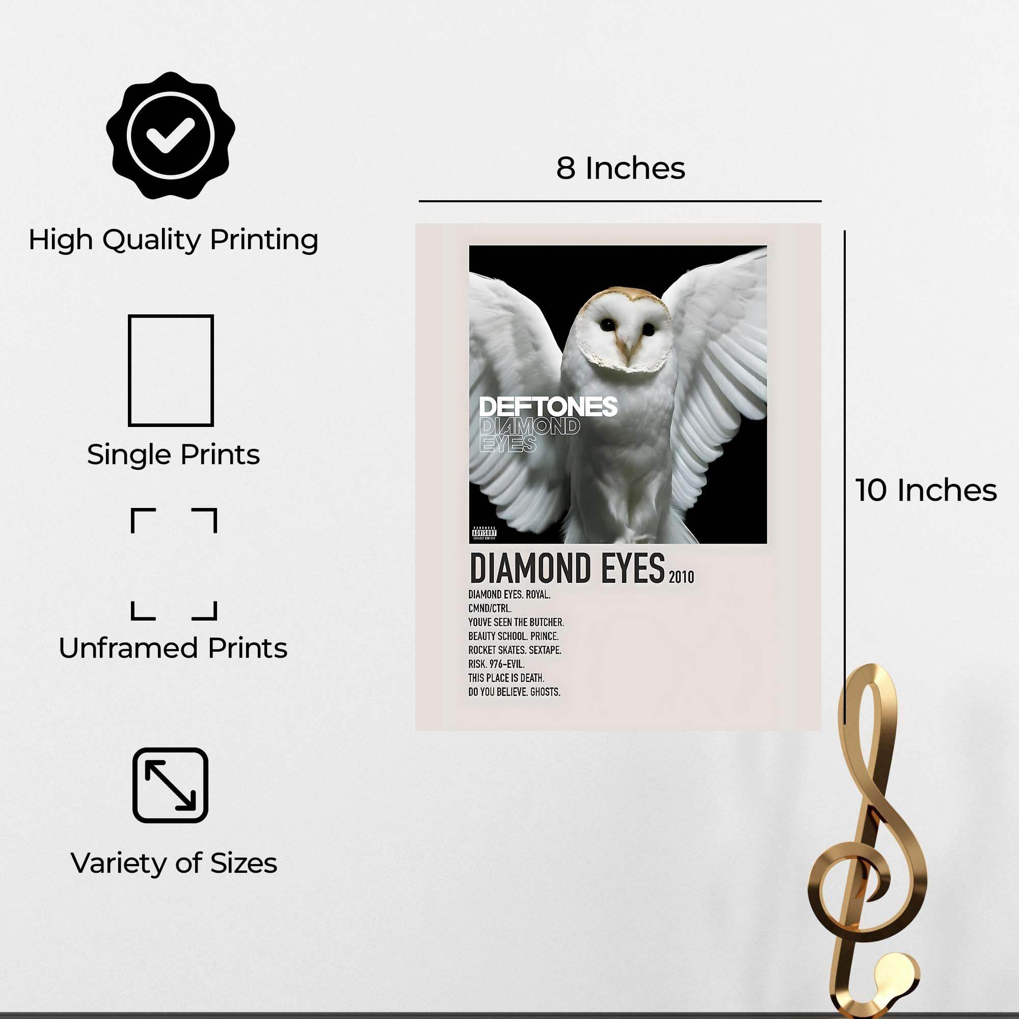 InkFlow Alternative Rock Album Inspired Poster Featuring Diamond Eyes Artwork - Modern Music Wall Art for Home, Bedroom, Office, or Living Room Décor - 8x10 Unframed Canvas Wall Art - Infinity Beyond Crafts