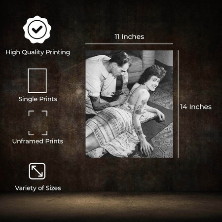 InkFlow Goth Vintage Tattooed Lady Poster for Wiccan & Goth Art - Retro and Edgy Art Print for Bedroom, Living Room, or Office - Unique Wall Decor - 11x14 Unframed Canvas Wall Art - Infinity Beyond Crafts